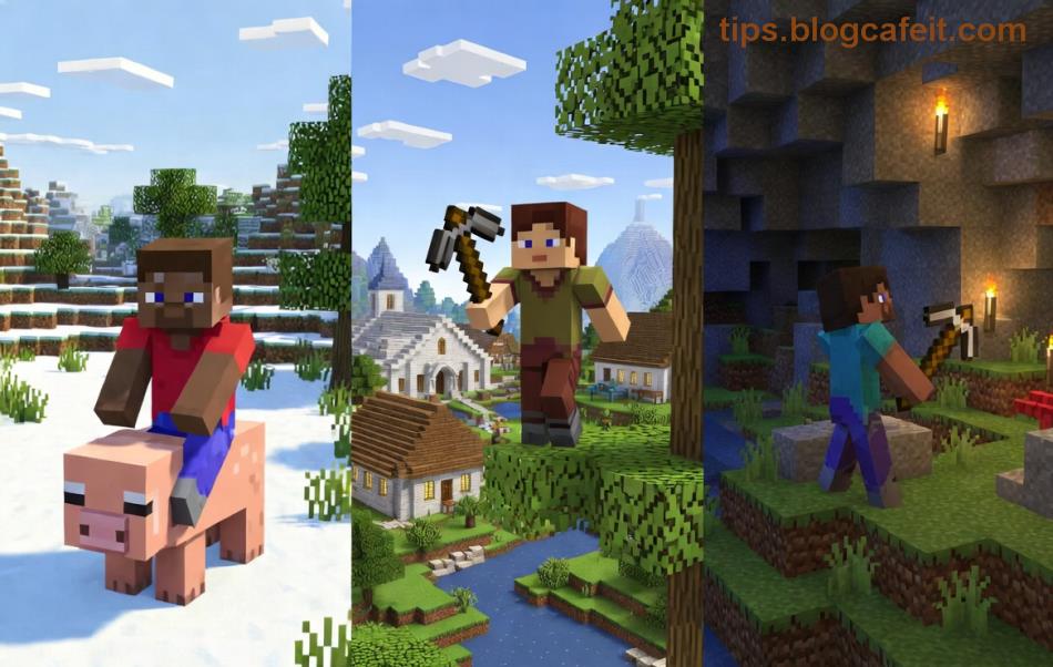 Илюстрация на групов глюк в Minecraft мултиплейър с играчи, които се отскачат